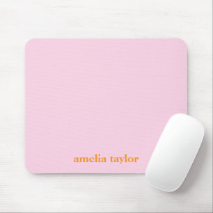 Alfombrilla De Ratón Nombre de maestro personalizado rosa y naranja