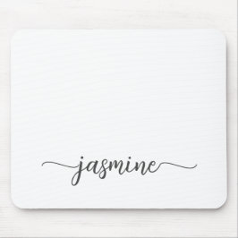 Alfombrilla De Ratón Nombre de monograma personalizado blanco simple fe