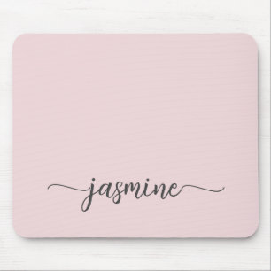 Alfombrilla De Ratón Nombre de monograma personalizado de color rosa Ru