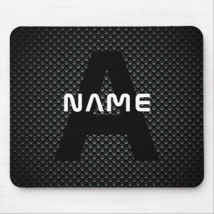 Alfombrilla De Ratón Nombre de monograma personalizado Textura en blanc