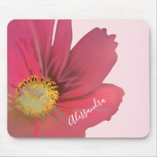 Alfombrilla De Ratón Nombre de Monograma Rosa Pastel Acuarela Floral