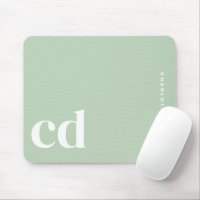 Nombre de monograma verde claro minimalista