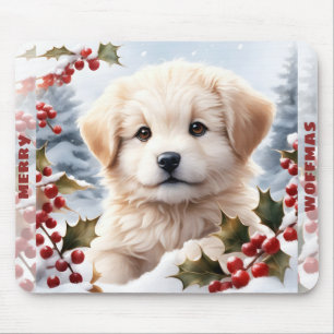 Alfombrilla De Ratón Nombre de Navidades de Cachorro de Oro de Perro Cu