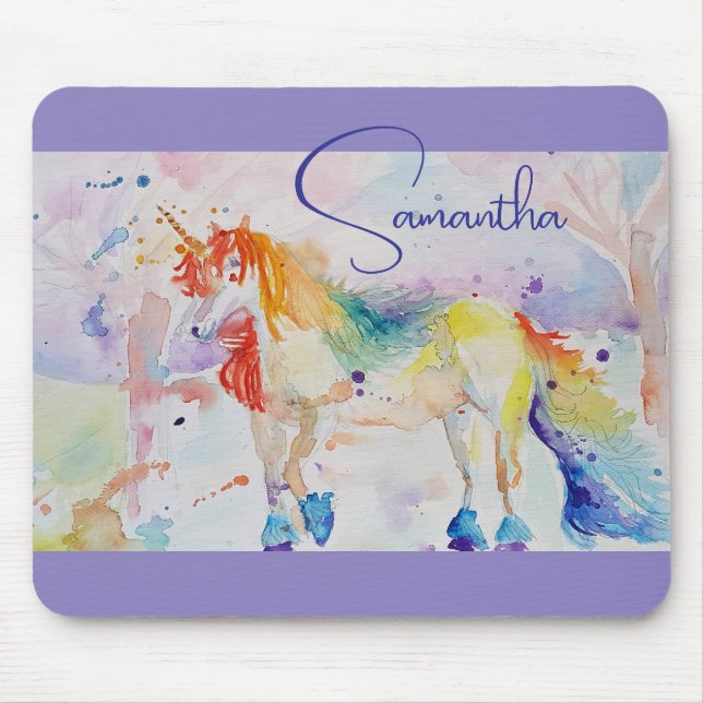 Alfombrilla De Ratón Nombre de Personalizable de Chicas de unicornio US (Frente)