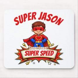 Alfombrilla De Ratón Nombre de superhéroe personalizado para niños y su