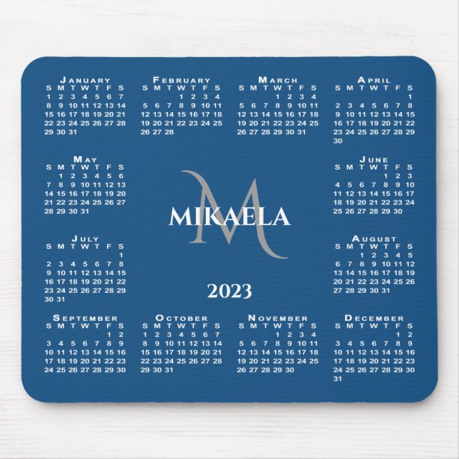 Alfombrilla De Ratón Nombre del monograma de la Moda del calendario 202 (Frente)