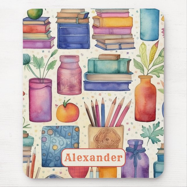 Alfombrilla De Ratón Nombre del patrón de regreso a la escuela (Frente)