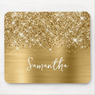 Alfombrilla De Ratón Nombre Glam Oro Brillante