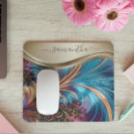 Alfombrilla De Ratón Nombre Manuscrito Azul Fractal Moderno Dorado<br><div class="desc">Este diseño también está disponible en otros modelos de teléfono. Elija Tipo de dispositivo para ver otros casos para iPhone,  Samsung Galaxy o Google. Algunos estilos pueden cambiarse seleccionando Estilo si esa es una opción.</div>