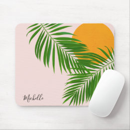 Alfombrilla De Ratón Nombre Minimalista de la paleta de atardecer tropi