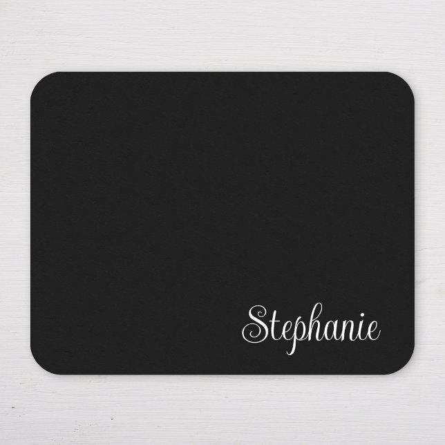 Alfombrilla De Ratón Nombre moderno de la chica negra y blanca (Personalized Black and White Mousepad)