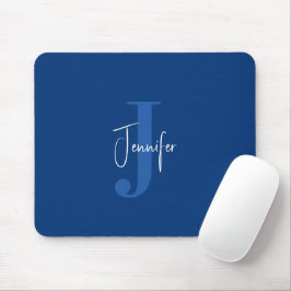 Alfombrilla De Ratón Nombre moderno personalizado y azul monograma inic
