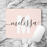 Alfombrilla De Ratón Nombre moderno y simple de escritura a mano en mon<br><div class="desc">Monograma moderno con nombre de escritura a mano.</div>