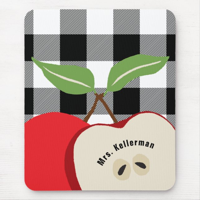 Alfombrilla De Ratón Nombre Monogramado del maestro Apple White Buffalo (Frente)