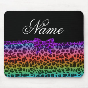 Alfombrilla De Ratón Nombre personalizado: arco iris con letra morada
