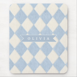 Alfombrilla De Ratón Nombre Personalizado Argyle Suave Azul Claro Espon