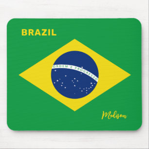 Alfombrilla De Ratón Nombre personalizado Bandera de Brasil