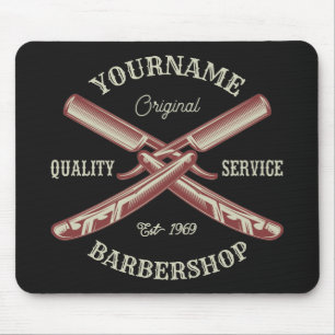 Alfombrilla De Ratón NOMBRE personalizado Barber Straight Razor Barbers