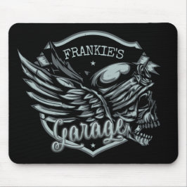 Alfombrilla De Ratón NOMBRE Personalizado Biker Skull Wings Motorcycle 