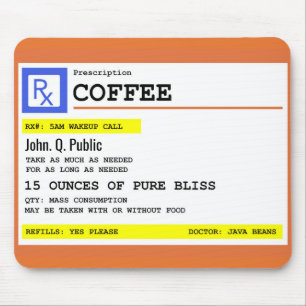 Alfombrilla De Ratón Nombre personalizado café de la prescripción