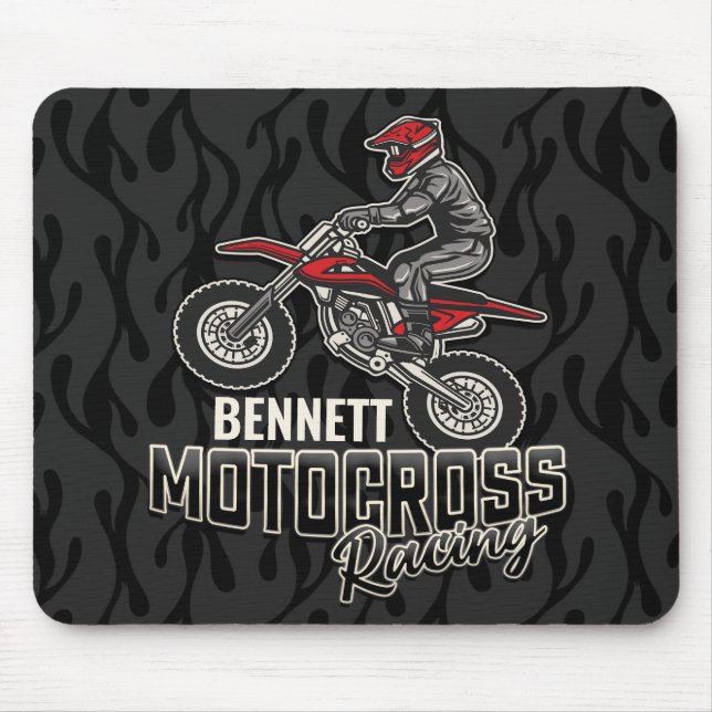 Alfombrilla De Ratón NOMBRE personalizado Carreras Motocross de ciclism (Frente)