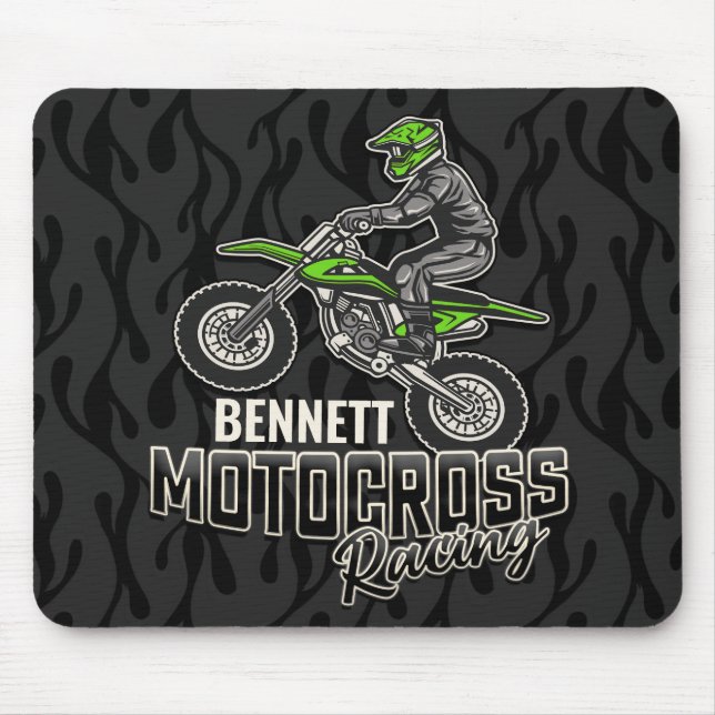 Alfombrilla De Ratón NOMBRE personalizado Carreras Motocross de ciclism (Frente)