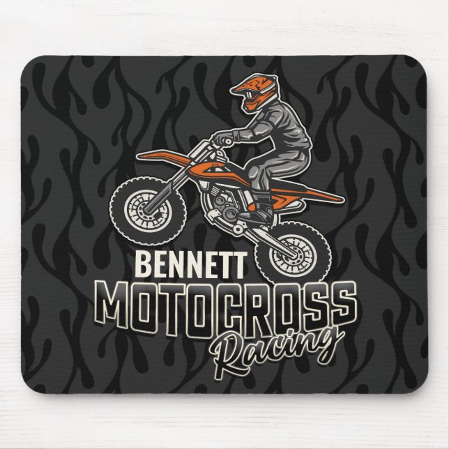 Alfombrilla De Ratón NOMBRE personalizado Carreras Motocross de ciclism (Frente)