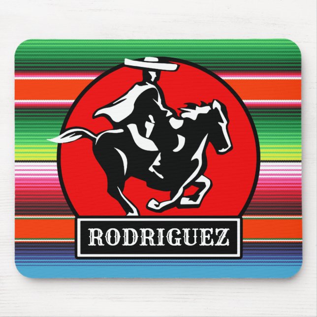 Alfombrilla De Ratón NOMBRE Personalizado Carro Caballo Serape Español  (Frente)