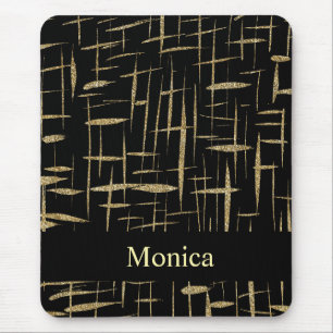 Alfombrilla De Ratón nombre personalizado de brillo de purpurina negro 