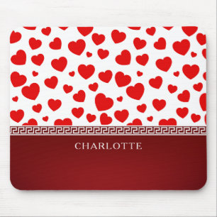Alfombrilla De Ratón Nombre personalizado de corazón rojo elegante