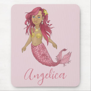 Alfombrilla De Ratón Nombre personalizado de cumpleaños feliz de sirena