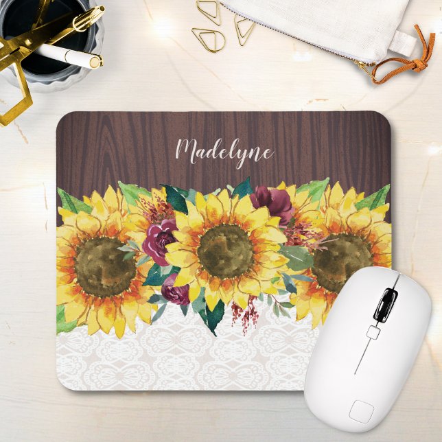Alfombrilla De Ratón Nombre personalizado de flor de girasol (Subido por el creador)