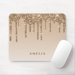 Alfombrilla De Ratón nombre personalizado de glamur purpurina gota