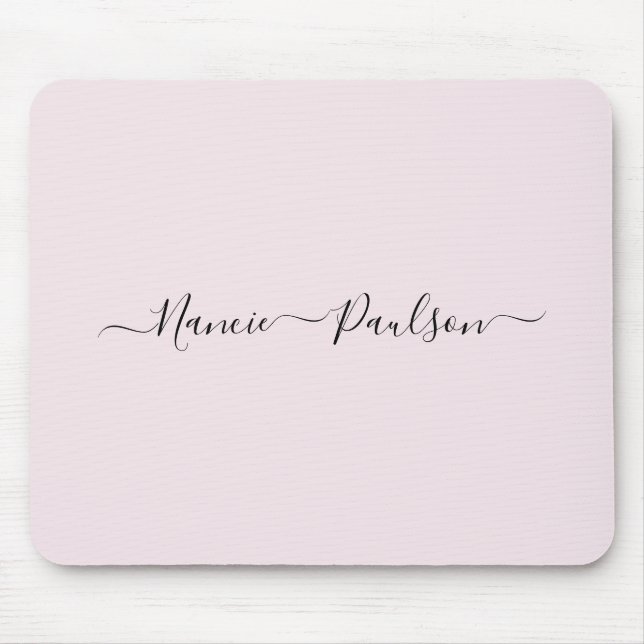 Alfombrilla De Ratón Nombre personalizado de guión rosado Minimalista m (Frente)