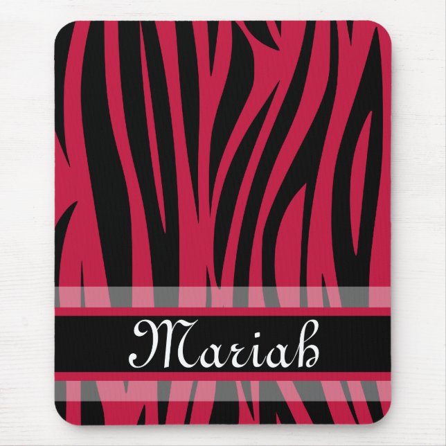 Alfombrilla De Ratón Nombre personalizado de impresión de cebra negra r (Frente)