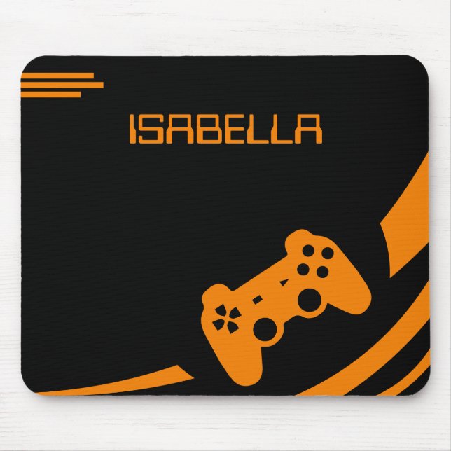 Alfombrilla De Ratón Nombre personalizado de juego moderno Naranja de j (Frente)