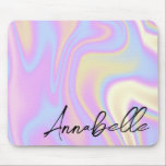 Alfombrilla De Ratón Nombre personalizado de la secuencia de comandos d<br><div class="desc">Elegante Firma Script Nombre Personalizado Mouse Pad. Nombre personalizado diseño de tipografía caligráfica simple y con un fondo de color holográfico abstracto.</div>