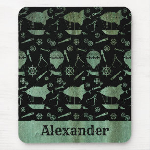 Alfombrilla De Ratón Nombre personalizado de las aeronaves Steampunk Ve