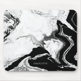 Alfombrilla De Ratón Nombre personalizado de mármol blanco negro de Pan