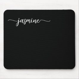 Alfombrilla De Ratón Nombre personalizado de monograma negro simple fem