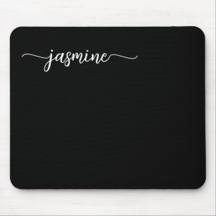 Alfombrilla De Ratón Nombre personalizado de monograma negro simple fem