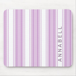 Alfombrilla De Ratón Nombre personalizado de rayas verticales moradas y