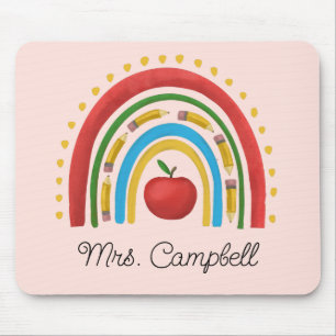 Alfombrilla De Ratón Nombre personalizado del profesor Boho Rainbow Nav