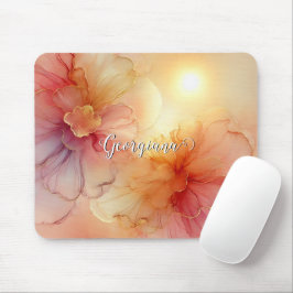 Alfombrilla De Ratón Nombre personalizado Engranaje Raspberry Floral Al