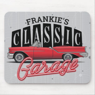 Alfombrilla De Ratón NOMBRE personalizado Faux Neon 1950's Classic Car 