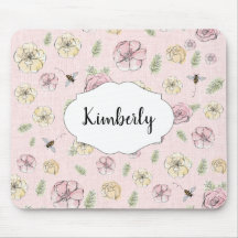Nombre personalizado Floral rosa
