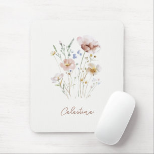 Alfombrilla De Ratón Nombre personalizado floral suave moderno