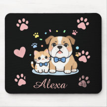 Nombre Personalizado Gato Perro Pata Rosa Lindo