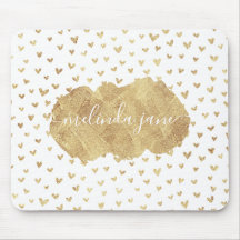 Nombre personalizado Gold Hearts Mousepad
