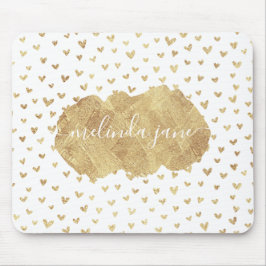 Alfombrilla De Ratón Nombre personalizado Gold Hearts Mousepad